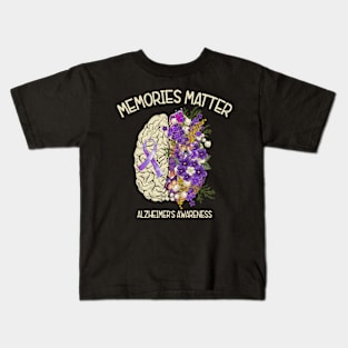 Alzheimer's Dementia Awareness Support Brain Memories Matter Kids T-Shirt